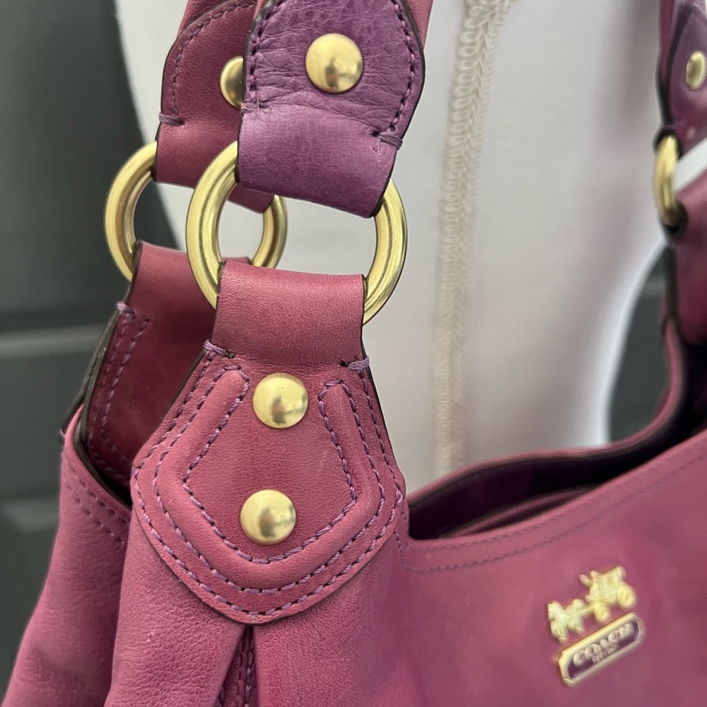 Coach Purple Shoulder Bag with Gold Accents - Picture 6 of 13